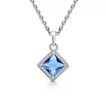 Серебряная подвеска с фианитами и имитацией танзанита