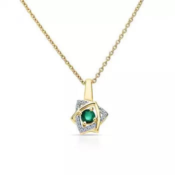 Серебряная подвеска с фианитами и изумрудами природными