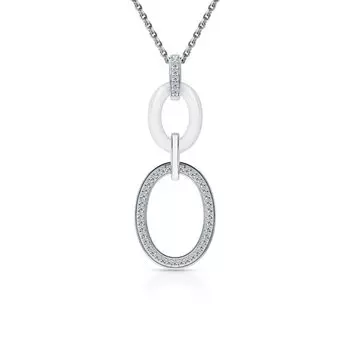 Серебряная подвеска с фианитами и керамикой