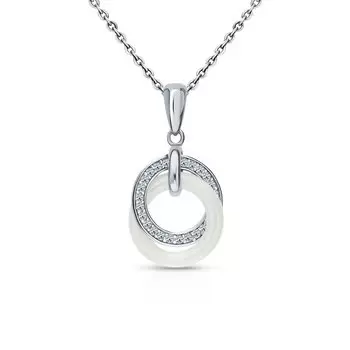 Серебряная подвеска с фианитами и керамикой