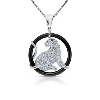 Серебряная подвеска с фианитами и керамикой