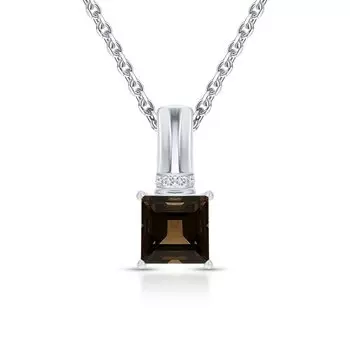 Серебряная подвеска с фианитами и кварцами дымчатыми