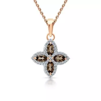 Серебряная подвеска с фианитами и кварцами природными