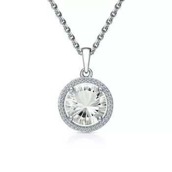 Серебряная подвеска с фианитами и кварцами природными