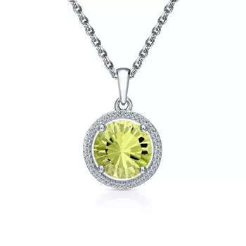 Серебряная подвеска с фианитами и кварцами природными