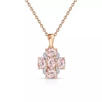 Серебряная подвеска с фианитами и морганитами природными