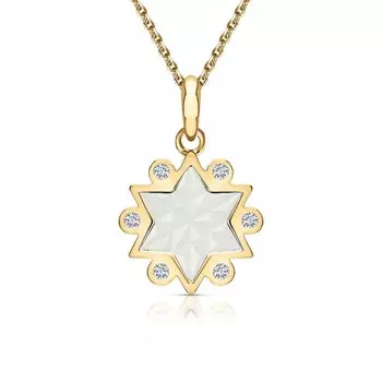 Серебряная подвеска с фианитами и перламутровой мозаикой