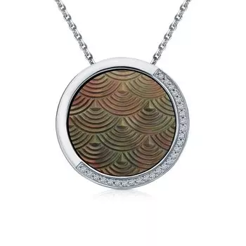 Серебряная подвеска с фианитами и перламутровой мозаикой