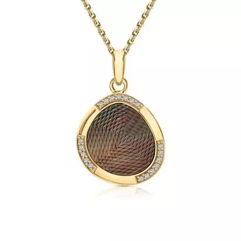 Серебряная подвеска с фианитами и перламутровой мозаикой