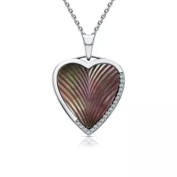 Серебряная подвеска с фианитами и перламутровой мозаикой