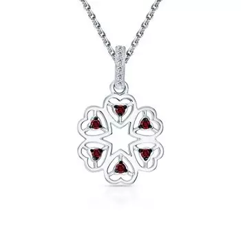 Серебряная подвеска с фианитами и рубинами природными