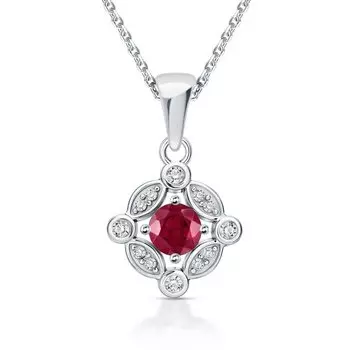 Серебряная подвеска с фианитами и рубином природным