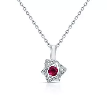 Серебряная подвеска с фианитами и рубином природным