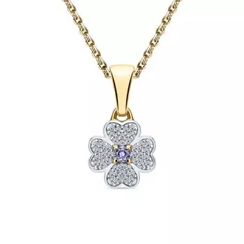 Серебряная подвеска с фианитами и танзанитами природными