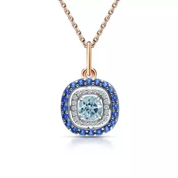 Серебряная подвеска с фианитами и топазами природными