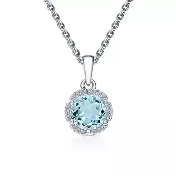 Серебряная подвеска с фианитами и топазами природными