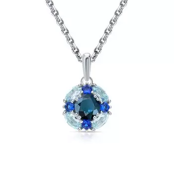 Серебряная подвеска с фианитами и топазами природными