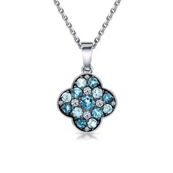 Серебряная подвеска с фианитами и топазами природными