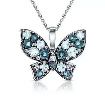 Серебряная подвеска с фианитами и топазами природными