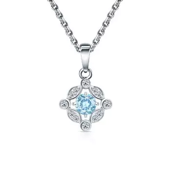 Серебряная подвеска с фианитами и топазами природными