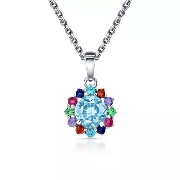 Серебряная подвеска с фианитами и топазом