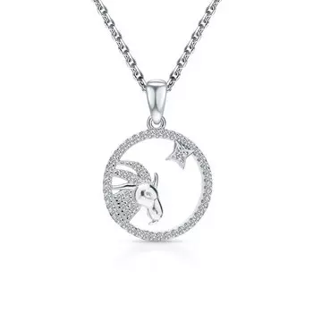 Серебряная подвеска с фианитами Козерог