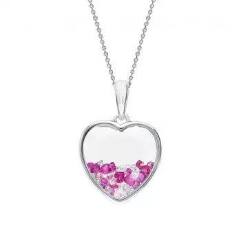 Серебряная подвеска с фианитами, синтетическим корундом и ювелирным стеклом