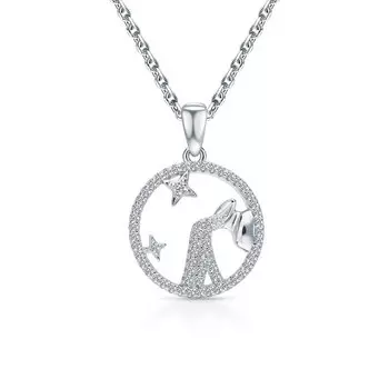 Серебряная подвеска с фианитами Водолей