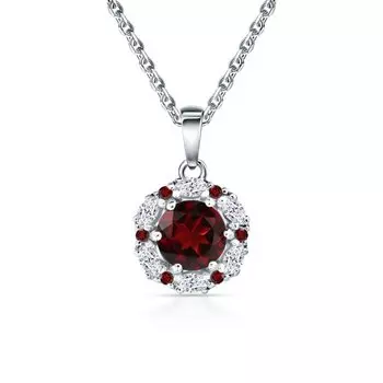 Серебряная подвеска с гранатом и фианитами