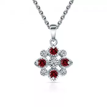 Серебряная подвеска с гранатом и фианитами