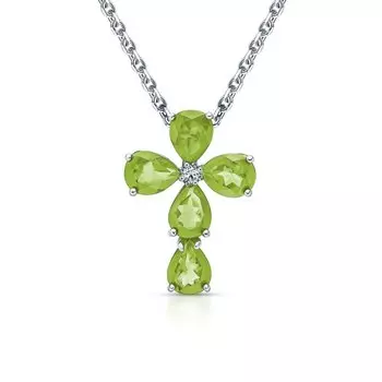 Серебряная подвеска с хризолитами и фианитом