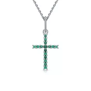 Серебряная подвеска с изумрудами природными