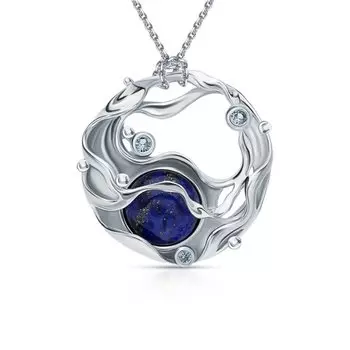 Серебряная подвеска с лазуритом и со шпинелью