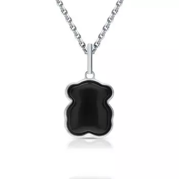 Серебряная подвеска с ониксами имитациями