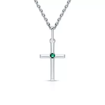 Серебряная подвеска с природным изумрудом