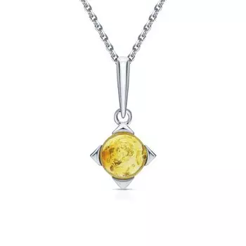 Серебряная подвеска с янтарем природным