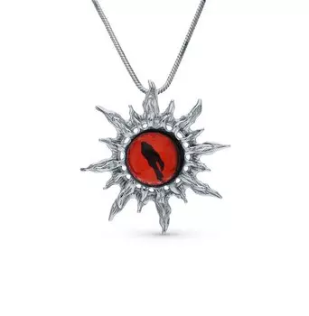 Серебряная подвеска с янтарем природным