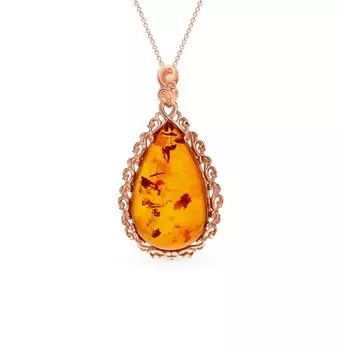 Серебряная подвеска с янтарями природными