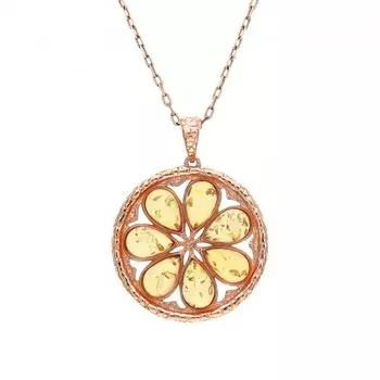 Серебряная подвеска с янтарями природными