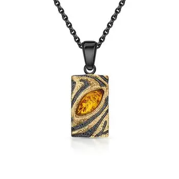 Серебряная подвеска с янтарями природными