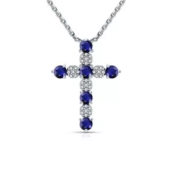 Серебряная подвеска с сапфирами и фианитами