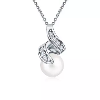 Серебряная подвеска с жемчугом и фианитами