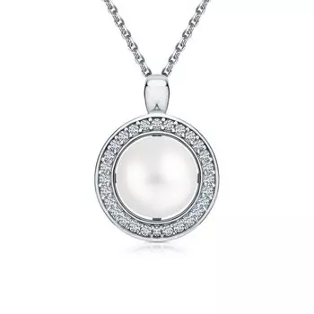 Серебряная подвеска с жемчугом и фианитами