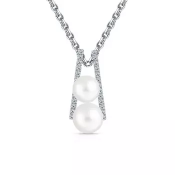 Серебряная подвеска с жемчугом и фианитами