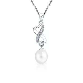 Серебряная подвеска с жемчугом и фианитами