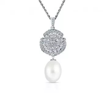 Серебряная подвеска с жемчугом и фианитами