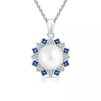 Серебряная подвеска с жемчугом и фианитами