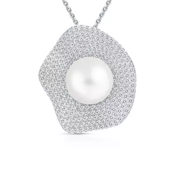 Серебряная подвеска с жемчугом и фианитами