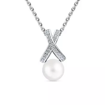 Серебряная подвеска с жемчугом и фианитами