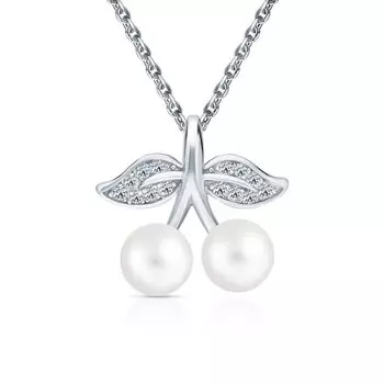 Серебряная подвеска с жемчугом и фианитами